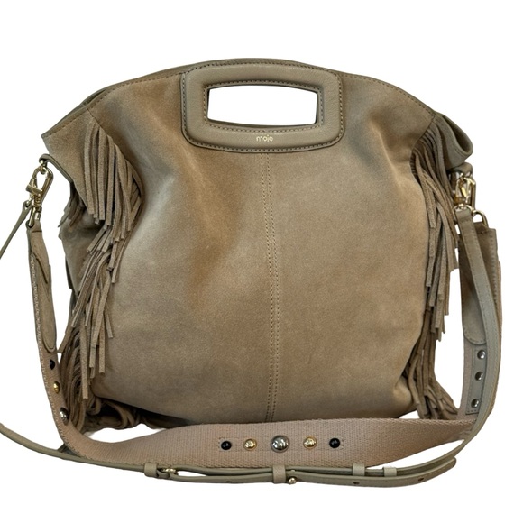Maje Fringed M crossbody bag in suede Large - Picture 1 of 14